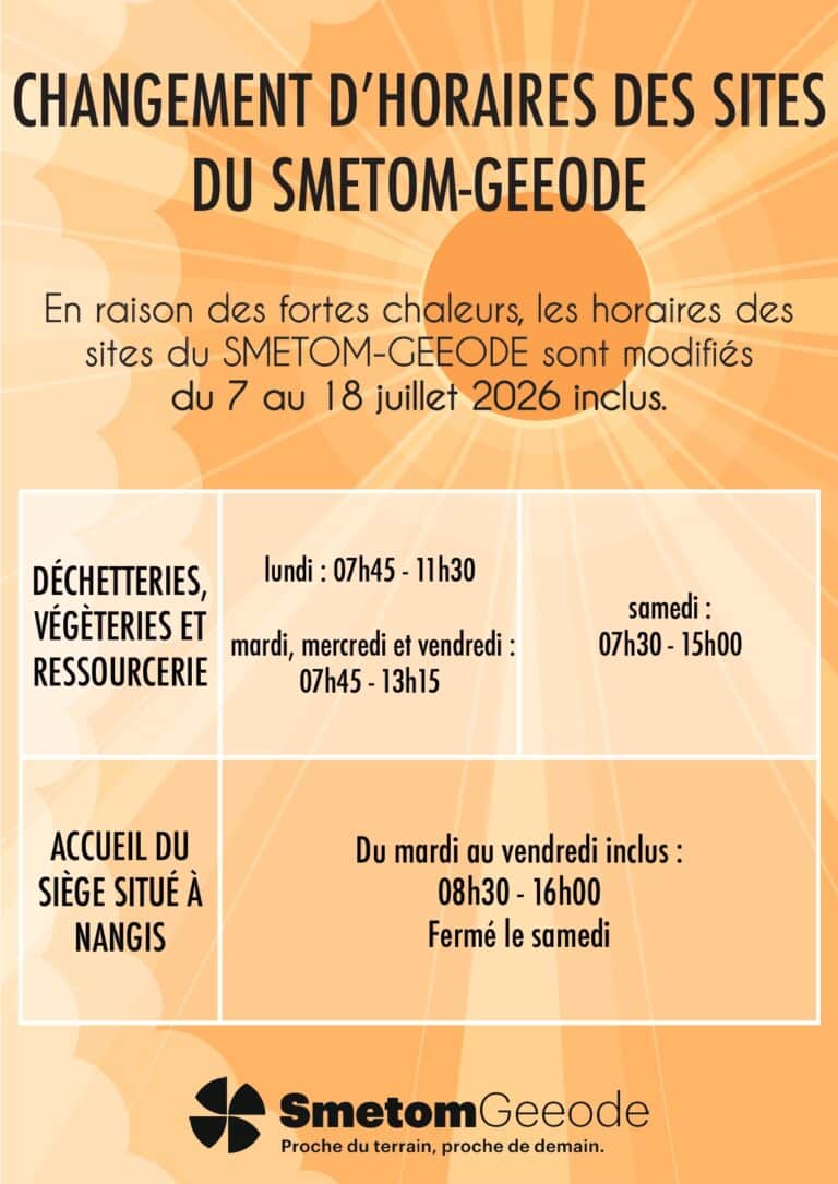 Changement d'horaires canicule du SMETOM-GEEODE en juillet 2026